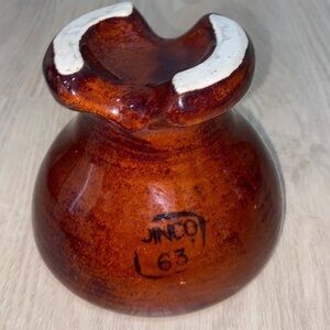 Large Vintage Ceramic Electrical Insulator - Brown
